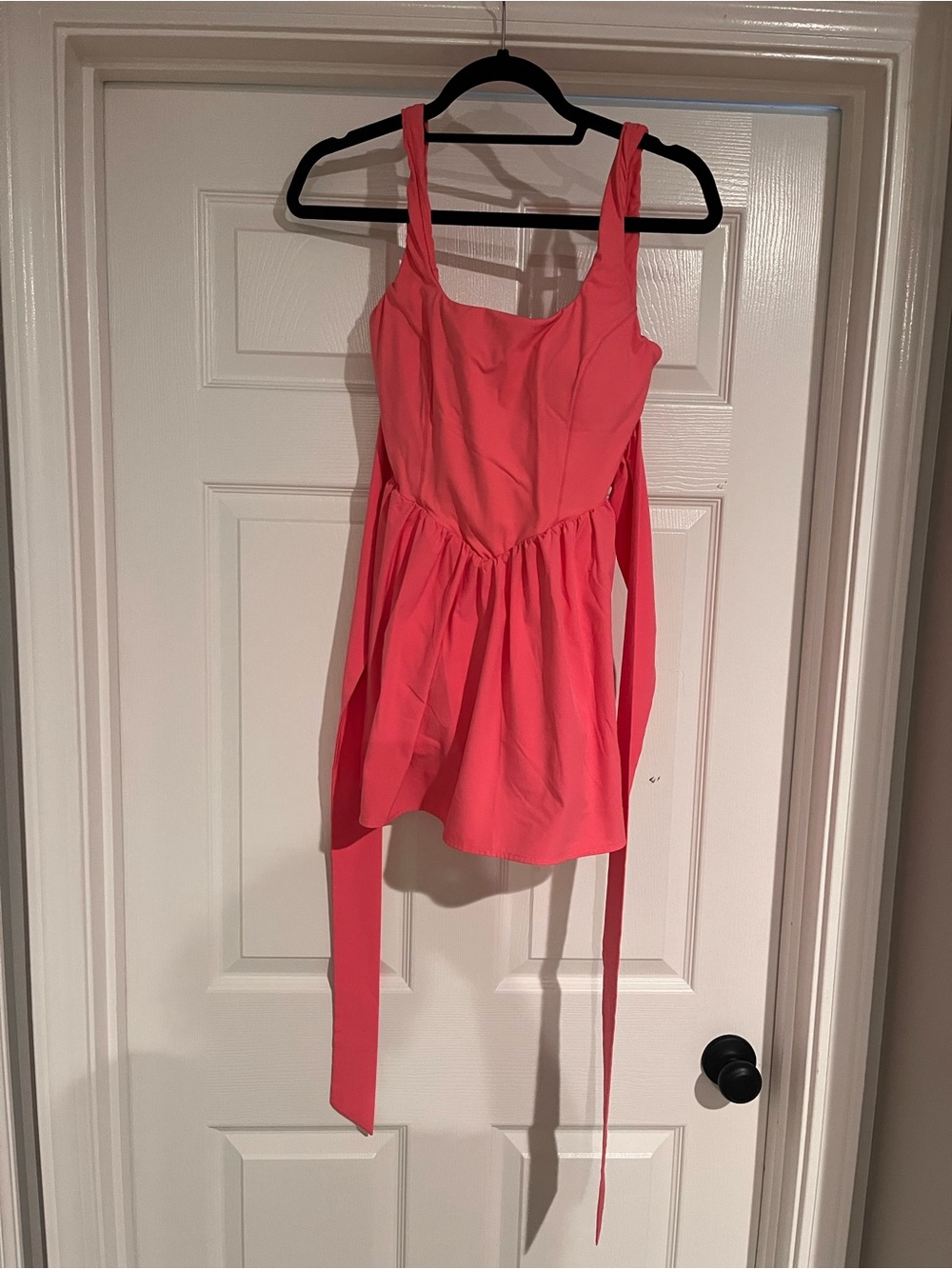 Women’s Coral Pink Sleeveless Tie-Waist Athletic Dress